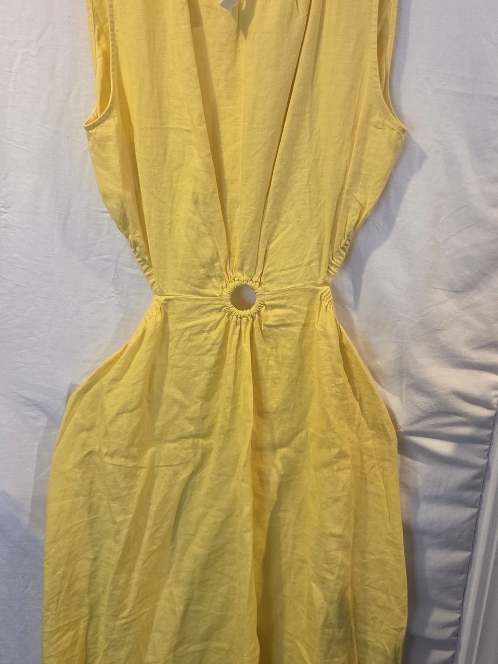 The Drop Yellow XL Cutout O-Ring Midi Maxi Dress Sleeveless NWT